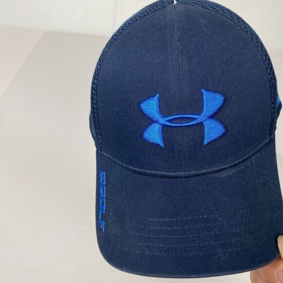 Under Armour Mens Medium/Large Fitted Mesh Baseball hat Logo Golf pre owned - Picture 11 of 13